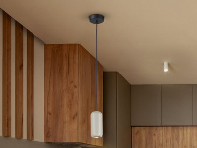 Luminosa Lighting Luminosa Nimes Slim Pendant Ceiling Light BlackGrey 1Xgu10Uk Stock from B&Q