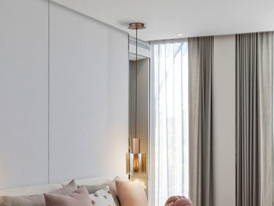 Luminosa Lighting Luminosa Venize Slim Pendant Ceiling Light CopperAmber 1Xe27Uk Stock from B&Q