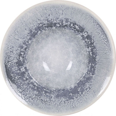 B&Q Grey/Blue Adhara Risotto Pasta Bowls Stoneware Pack Of 2 28Cm