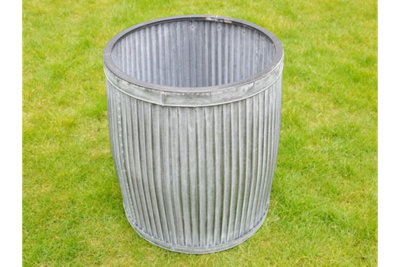 Annibells Round Galvanised Metal Ribbed Planters   (1618)Small from B&Q