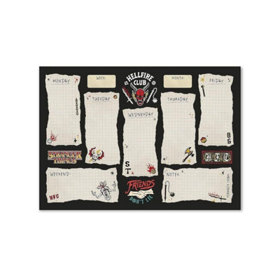 Grupo Erik Unisex Black Stranger Things Hellfire Club A4 Weekly Planner Notepad In - Image 6