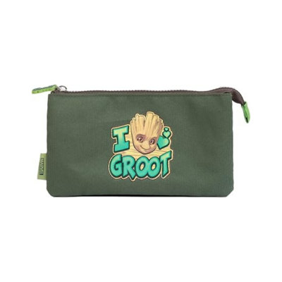 Grupo Erik Unisex Green Marvel Groot Triple Pencil Case In - Image 3
