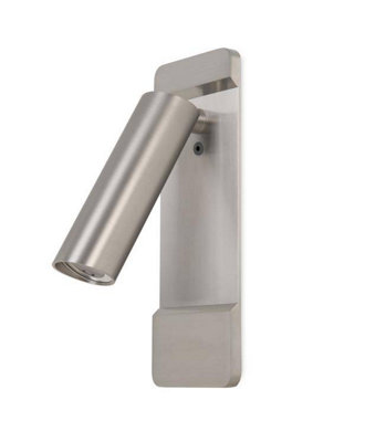 Luminosa Lighting Luminosa Leds C4 Lire Led Wall Reading Light Satin Nickel 179Lm 2700K from B&Q
