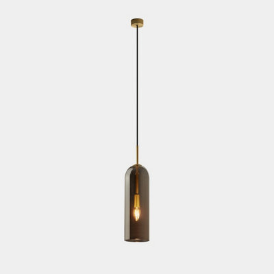 Luminosa Lighting Luminosa Glam Slim Pendant Ceiling Light 38.5Cm Matte GoldFumé E14 9W from B&Q