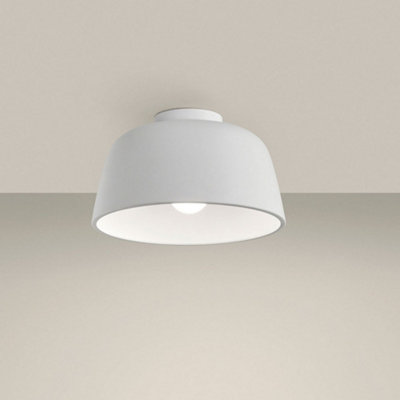 B&Q -  Luminosa Miso 285mm Cylindrical Semi Flush Light Small White E27