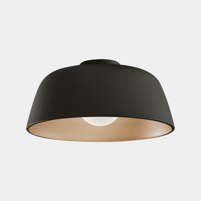 B&Q -  Luminosa Miso 43Cm Bowl Semi Flush Ceiling Light Black E27 15W