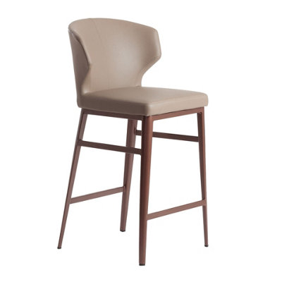 Angel Cerda Modern Dark Mink Leatherette Stool With Steel Legs from B&Q
