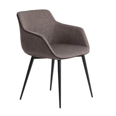 Angel Cerda Unisex Dark Grey Fabric Dining Chair With Armrests & Black - Image 3