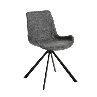 Angel Cerda Unisex Dark Grey Dark Gray Fabric Swivel Dining Chair With Black In - Image 3