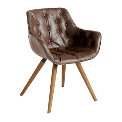 Angel Cerda Unisex Brown Chocolate Leatherette Dining Chair With Walnut Legs In Size 46 - Image 3