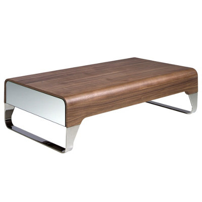 Angel Cerda Stylish Rectangular Coffee Table In Walnut And Chrome Steel from B&Q