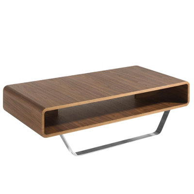 B&Q -  Stylish Rectangular Walnut Coffee Table With Chrome Legs