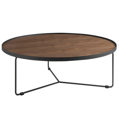 Rackhams Black Round Coffee Table Walnut And Steel 2006 - Image 3