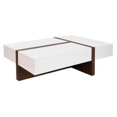 Angel Cerda Modern Rectangular Coffee Table In White And Walnut Wood from B&Q