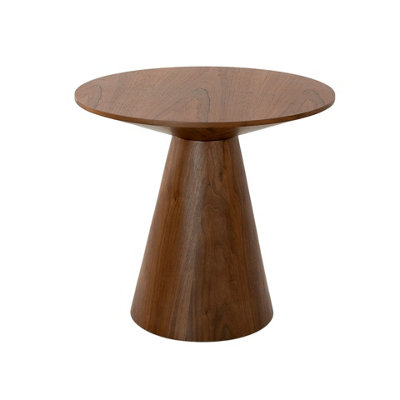 B&Q -  Stylish Round Walnut Corner Table For Modern Interiors