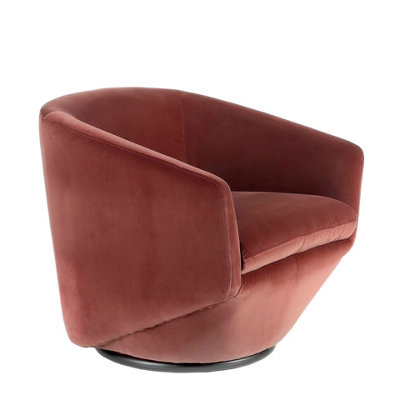 B&Q -  Stylish Peach Velvet Swivel Armchair For Modern Living Spaces