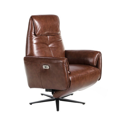 Angel Cerda Luxurious Chocolate Brown Leather Swivel Armchair For Modern Homes from B&Q