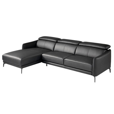 Angel Cerda Stylish Left Chaise Longue Sofa In Black Leather from B&Q