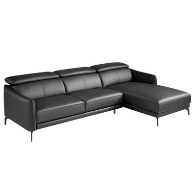 Angel Cerda Luxurious Right Chaise Longue Sofa In Black Leather from B&Q