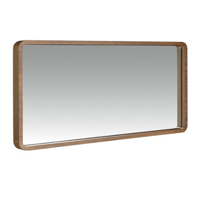 B&Q -  Elegant Rectangular Walnut Wall Mirror For Modern Interiors