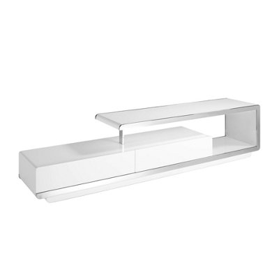 Angel Cerda Stylish White Wooden Tv Stand With Chrome Base from B&Q