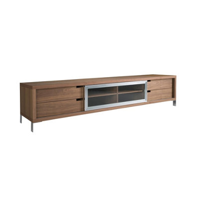 B&Q -  Modern Walnut And Chrome Tv Stand With Storage