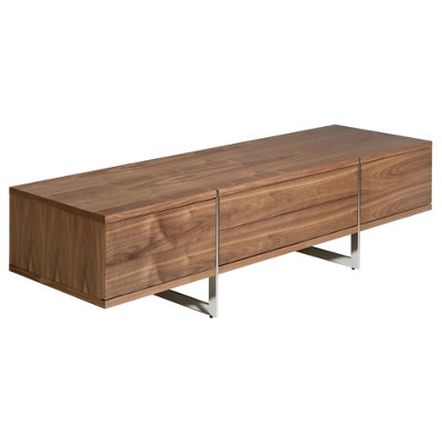 B&Q -  Stylish Walnut Tv Stand With Chrome Legs
