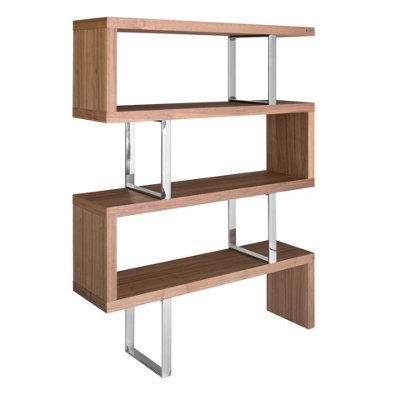 B&Q -  Stylish Walnut And Steel Shelving Unit For Modern Homes