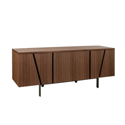 Angel Cerda Black Elegant Walnut Sideboard With Steel Legs Extra Large