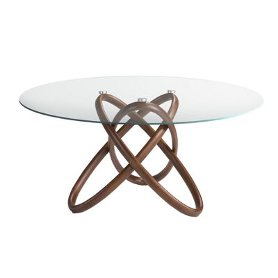 Angel Cerda Stylish Round Tempered Glass And Walnut Dining Table from B&Q