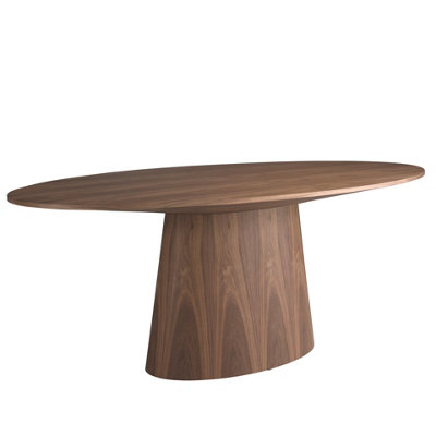 B&Q -  Stylish Oval Walnut Dining Table For Modern Homes