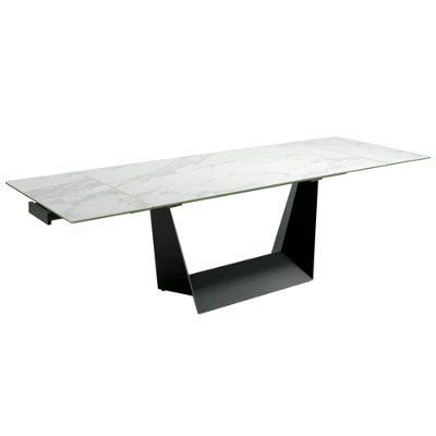 Angel Cerdá Black Rectangular Porcelain Marble And Steel Extending Dining Table 1014 - Image 3