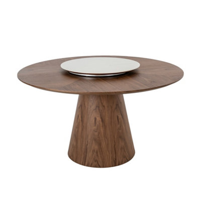 Angel Cerda Unisex Brown Model Round Walnut Dining Table With Rotating Marble In Size 6 - Image 3