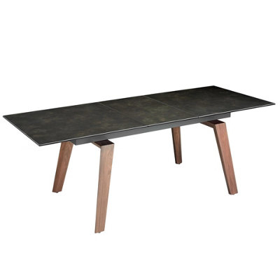 Rackhams Rectangular Porcelain Marble And Walnut Extending Dining Table 1026 - Image 3