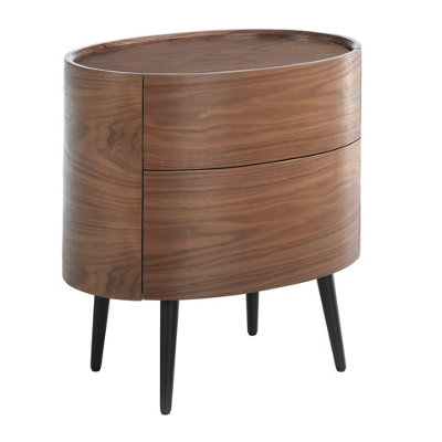 Angel Cerda Elegant Walnut Bedside Table With Steel Legs Black