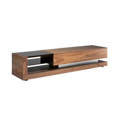 Angel Cerdá Black Tv Cabinet Walnut, Polished Steel And Glass Top 3139 - Image 3