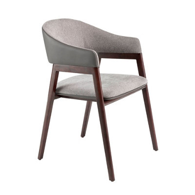 B&Q -  Stylish Grey Fabric And Dark Mink Leatherette Dining Chair