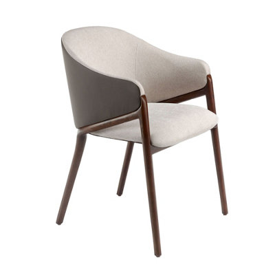 Angel Cerda Elegant Beige Fabric And Dark Mink Leatherette Dining Chair from B&Q