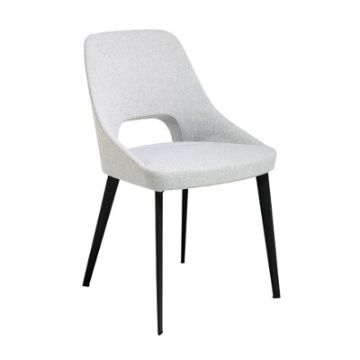 B&Q -  Stylish Grey Fabric Dining Chair With Black Steel Legs