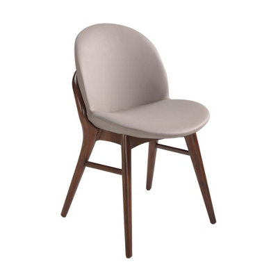 B&Q -  Elegant Dark Mink Leatherette Dining Chair For Modern Interiors