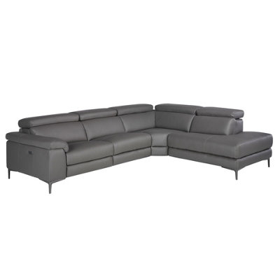 Angel Cerda Modern Dark Grey Leather Chaise Longue Sofa For Ultimate Relaxation from B&Q
