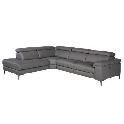 Angel Cerda Stylish Left Chaise Longue Sofa In Dark Grey Leather For Ultimate Comfort from B&Q