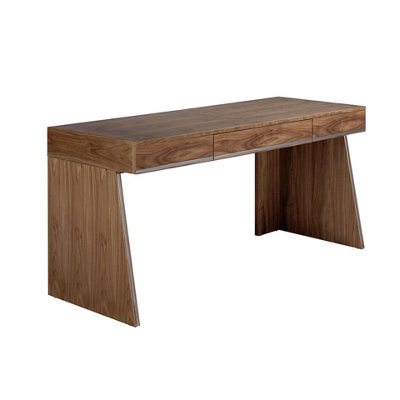 B&Q - Elegant Walnut Desk With 3 DrawersModern Design By 