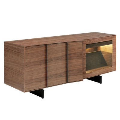 Angel Cerda Black Stylish Walnut And Steel Sideboard With Led Lighting Extra Large