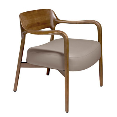 Angel Cerda Elegant Walnut And Mink Leatherette Armchair For Modern Homes