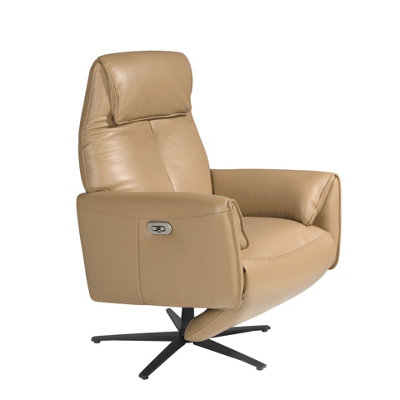 Angel Cerda Elegant Leather Swivel Relax Armchair For Modern Living Spaces