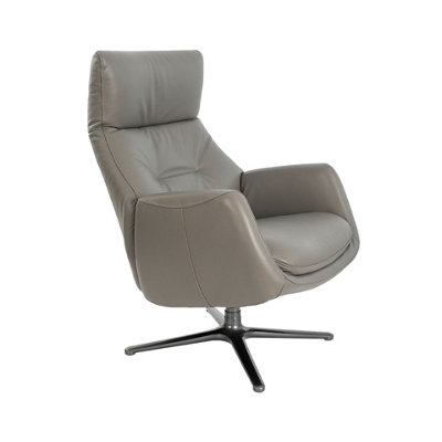Angel Cerda Dark/Grey Stylish Leather Swivel Recliner For Ultimate Comfort