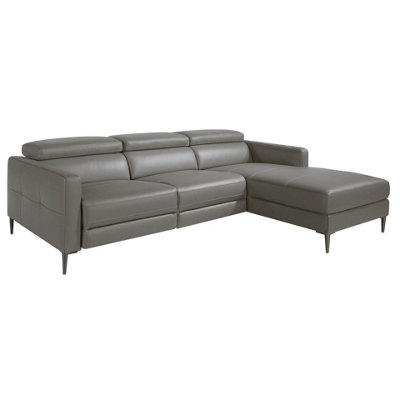 Angel Cerda Dark Grey Leather Relax Chaise Longue Right Sofa For Ultimate Comfort from B&Q