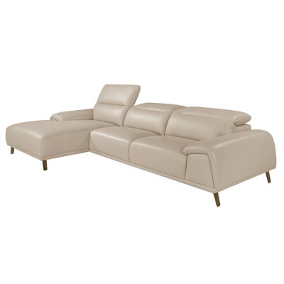 Angel Cerda Stylish Left Chaise Longue Sofa In Taupe Grey Leather from B&Q