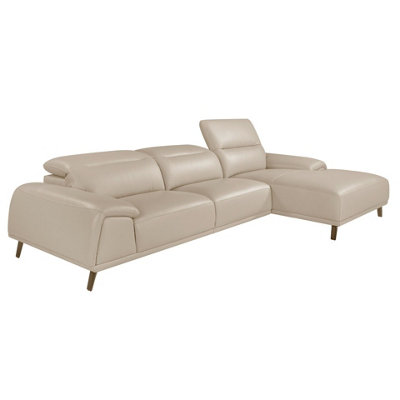 Angel Cerda Modern Right Chaise Longue Sofa In Taupe Grey Leather from B&Q